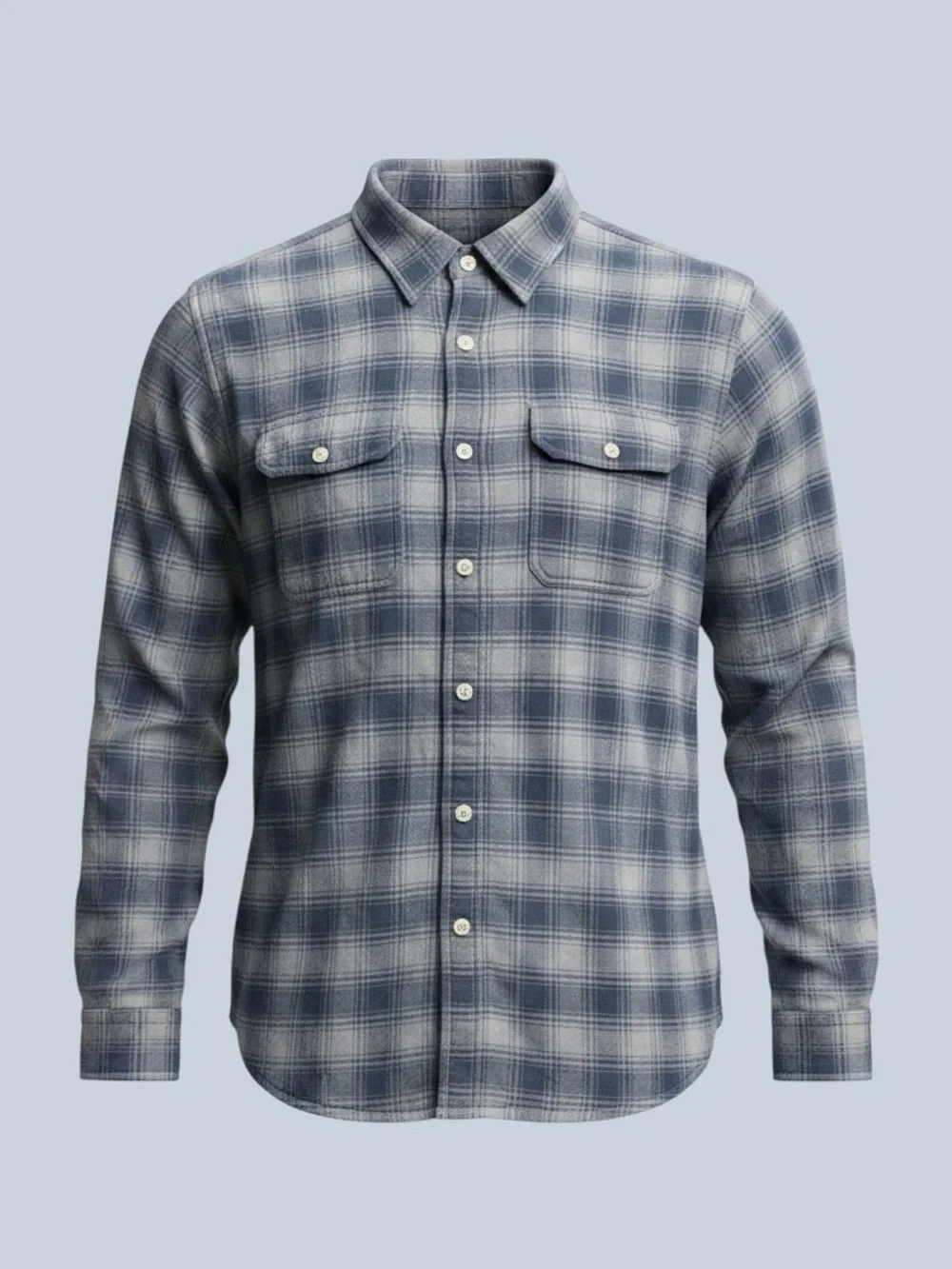 Eddie Bauer Blue and Gray Plaid Lightweight Shirt Jacket